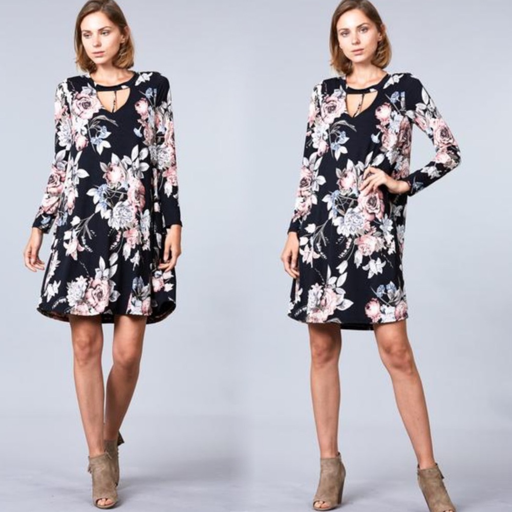 Peach Love Boutique Floral Long Sleeve Dress